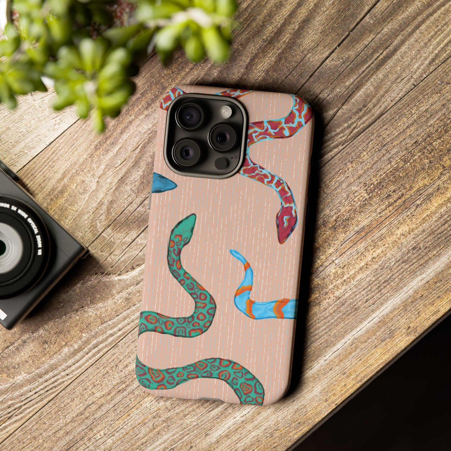 Colorful Snake Phone Case, Tough Phone Case, Unique Phone Cover, Animal Print Case, Gifts for Her, Trendy Accessories