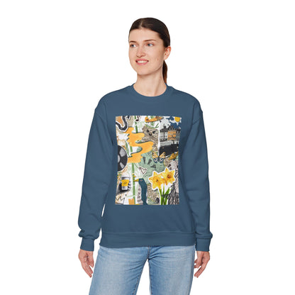 Vibrant Art Sweatshirt for Creatives, Cozy Fall Layering, Gift for Artists, Unique Graphic Pullovers, Casual Everyday Wear, Abstract, Vintage, Collage, Crewneck, Cool Hoodies