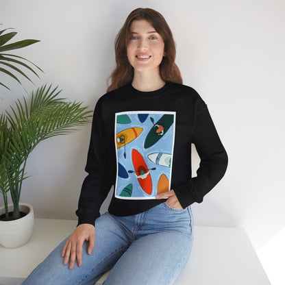 Colorful Kayak Print Crewneck Sweatshirt, Cozy Unisex Pullover, Perfect for Outdoor Lovers, Kayaking Gift, Summer Vibes, Artsy Crewneck, Comfy Pullover, Funky, Quirky Art