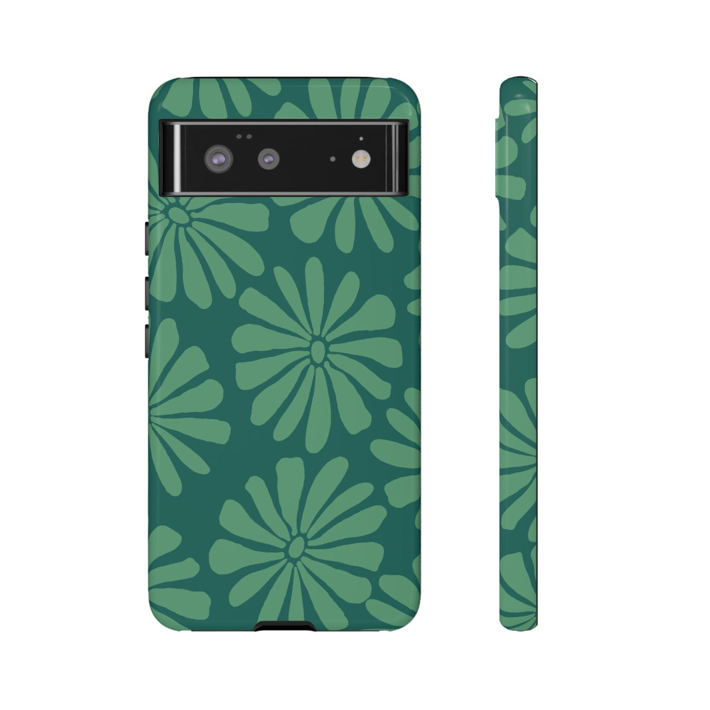Stylish iPhone Case, Floral Phone Cover, Tough Phone Cases, Green Daisy Design, Unique Gift for Her, Spring Accessories