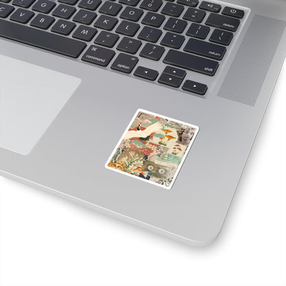 Vintage Aesthetic Kiss-Cut Stickers, Boho Laptop Decals, Nature-Inspired Art Stickers, Retro Collage Stickers, Stickers for Journals, Computers, Tumblers, Cool Stickers