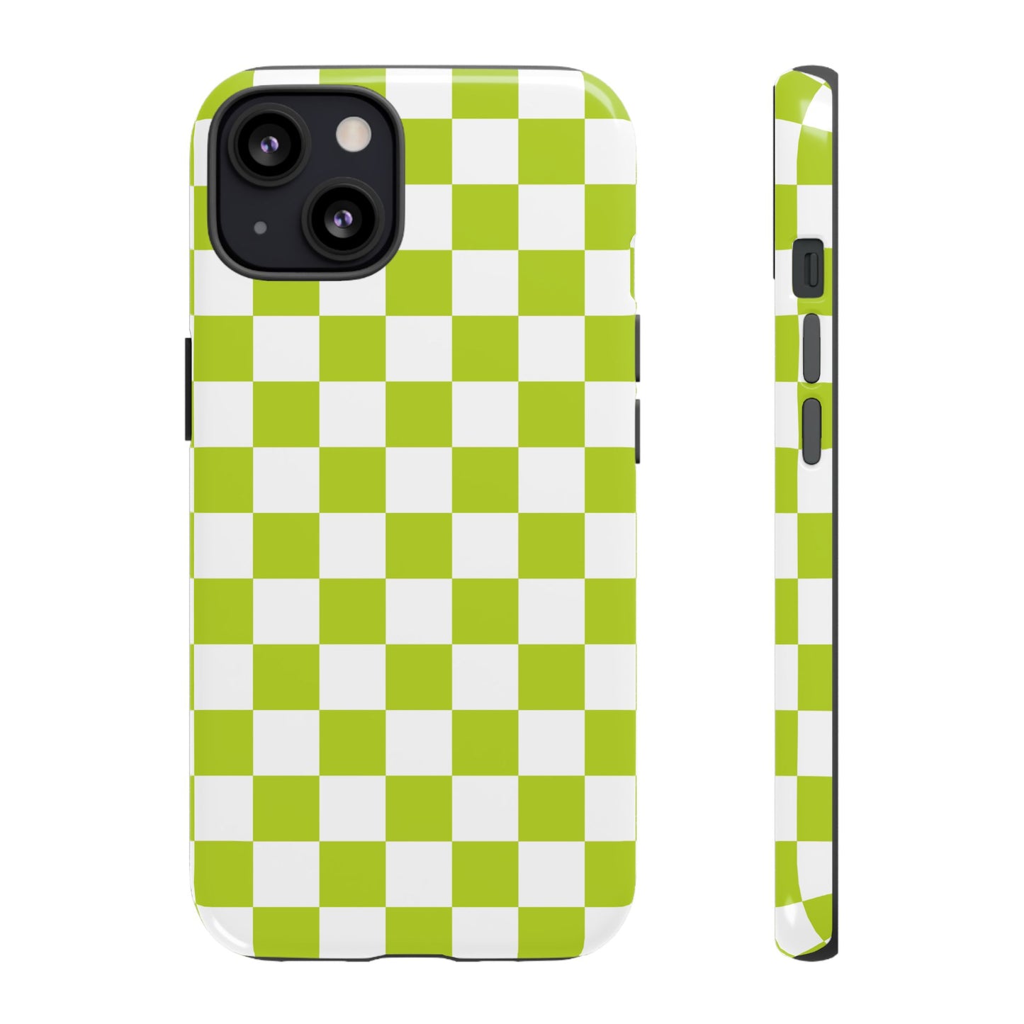 Lively Checker Pattern Phone Case | Tough Cases, Green Checkered Design, Unique Cell Phone Cover, Trendy Accessory, Gift Idea