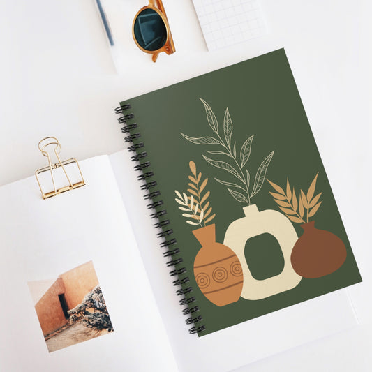 Boho Floral Spiral Notebook, Eco-Friendly Journal for Note-Taking, Sketching, Gift for Writers, Students, Housewarming Decor