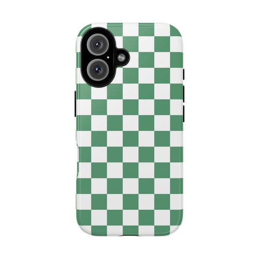 Stylish Phone Case - Green Checker Print, Trendy Phone Cover, Unique Gift, Modern Accessories, Eco-Friendly Case