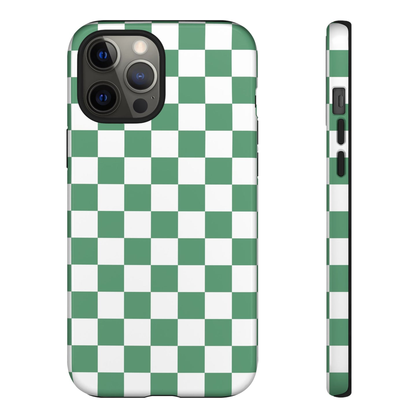 Stylish Phone Case - Green Checker Print, Trendy Phone Cover, Unique Gift, Modern Accessories, Eco-Friendly Case