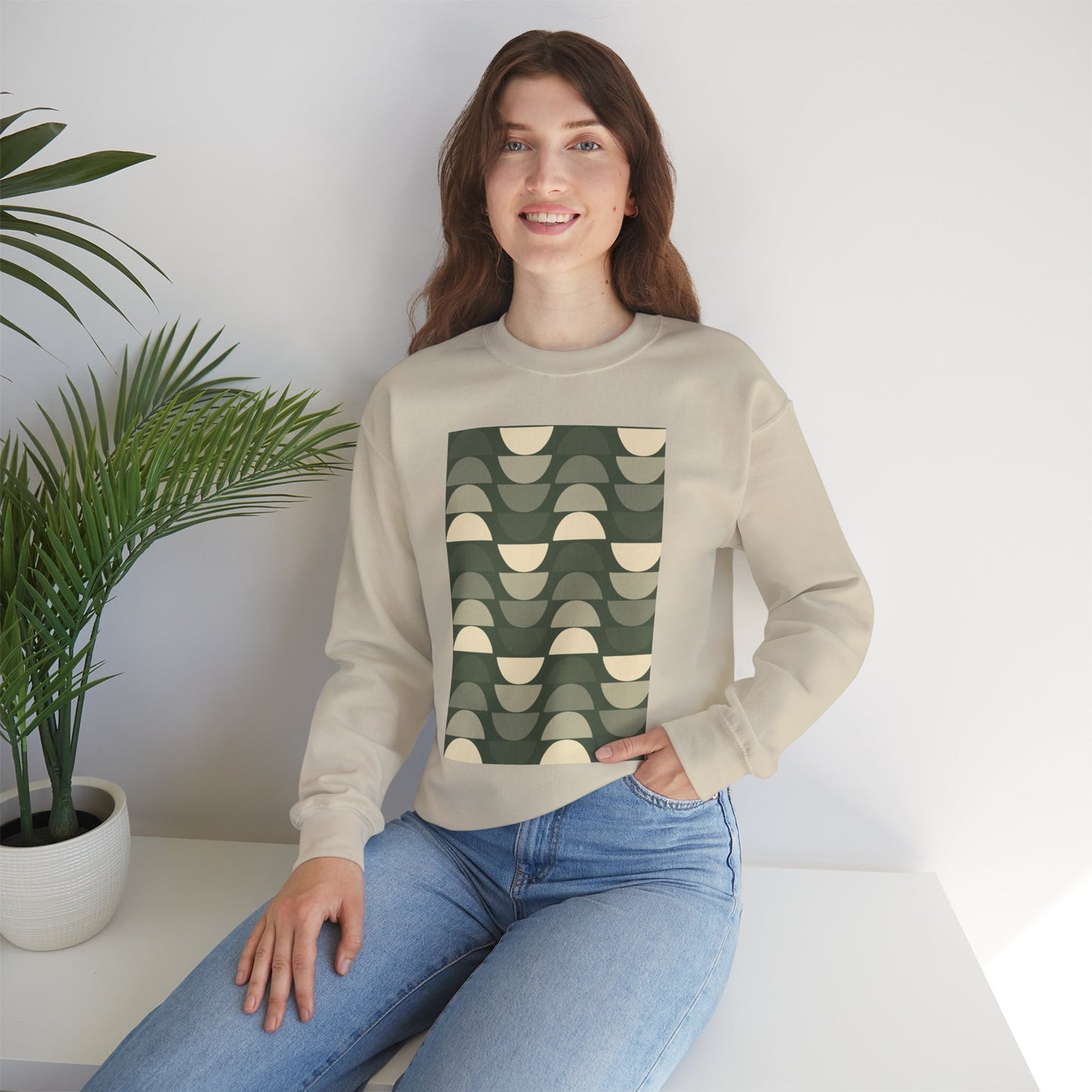 Stylish Geometric Crewneck Sweatshirt for Relaxed Vibes, Cozy Layer, Unisex Fashion Piece, Perfect Gift for Art Lovers, Casual Wear