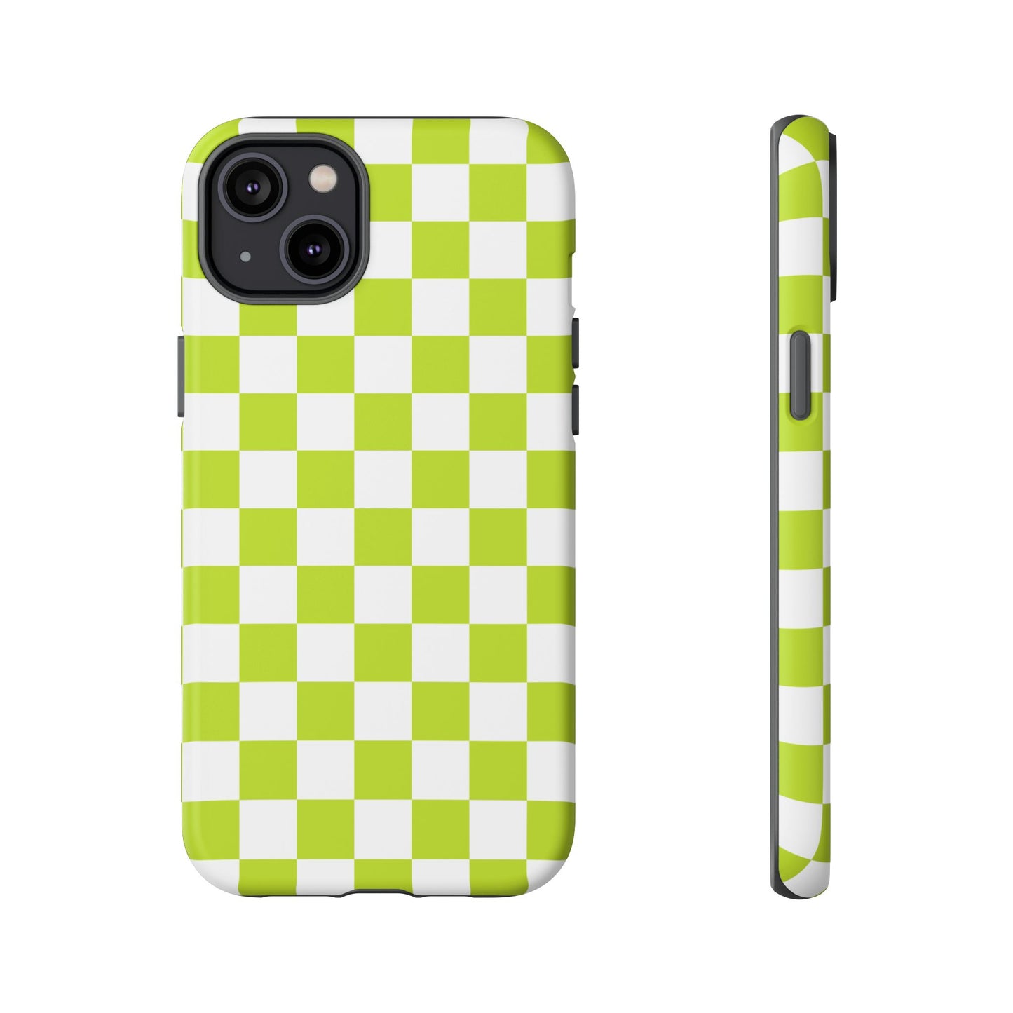 Lively Checker Pattern Phone Case | Tough Cases, Green Checkered Design, Unique Cell Phone Cover, Trendy Accessory, Gift Idea