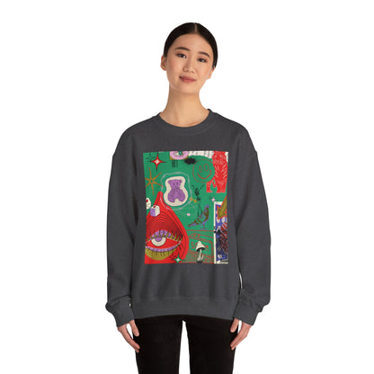 Vibrant Artwork Crewneck Sweatshirt - Cozy Unisex Gift, Trendy Streetwear, Spring Fashion, Unique Graphic Tee, Art-Inspired Apparel