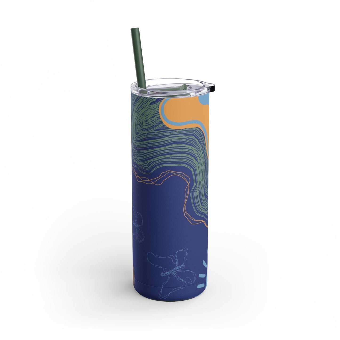 Boho Abstract Art Tumbler, 20oz Skinny Travel Mug, Stylish Drinkware for Camping, Gifts for Her, Home Decor