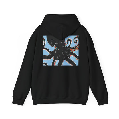 Zen Frog Octopus Unisex Heavy Blend Hooded Sweatshirt, Cozy Graphic Hoodie, Gift for Ocean Lovers, Unique Casual Wear, Relaxed Style
