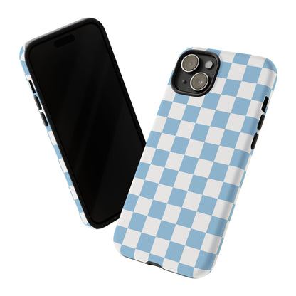 Blue Checkered Phone Case, Tough Phone Cover, Stylish Mobile Protector, Unique Gift for Him/Her, Trendy Accessories for Holidays