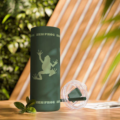 Zen Frog Skinny Tumbler, 20oz - Unique Drinkware for Nature Lovers, Eco-friendly Gift, Travel Cup, Summer Hydration, Stylish Reusable Cup