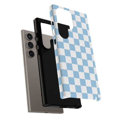 Blue Checkered Phone Case, Tough Phone Cover, Stylish Mobile Protector, Unique Gift for Him/Her, Trendy Accessories for Holidays