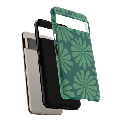 Stylish iPhone Case, Floral Phone Cover, Tough Phone Cases, Green Daisy Design, Unique Gift for Her, Spring Accessories