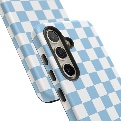 Blue Checkered Phone Case, Tough Phone Cover, Stylish Mobile Protector, Unique Gift for Him/Her, Trendy Accessories for Holidays