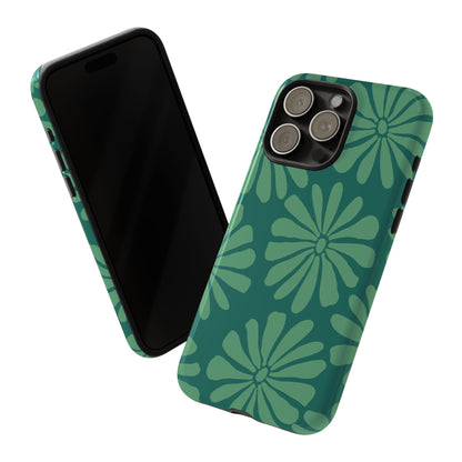 Stylish iPhone Case, Floral Phone Cover, Tough Phone Cases, Green Daisy Design, Unique Gift for Her, Spring Accessories