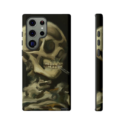Skull Phone Case - Tough Cases, Macabre Style, Unique Accessories, Perfect for Halloween, Gothic Decor, Edgy Gift Idea | Van Gogh Reimagined, Abstract Twist on  Van Gogh's Skeleton with Burning Cigarette