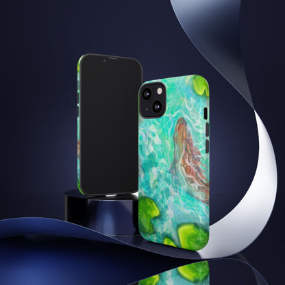 Watercolor Phone Case, Nature Lover Gift, Tough Phone Cover, Phone Accessory, Unique Design for Spring/Summer, Lily Pad, Fish Pond