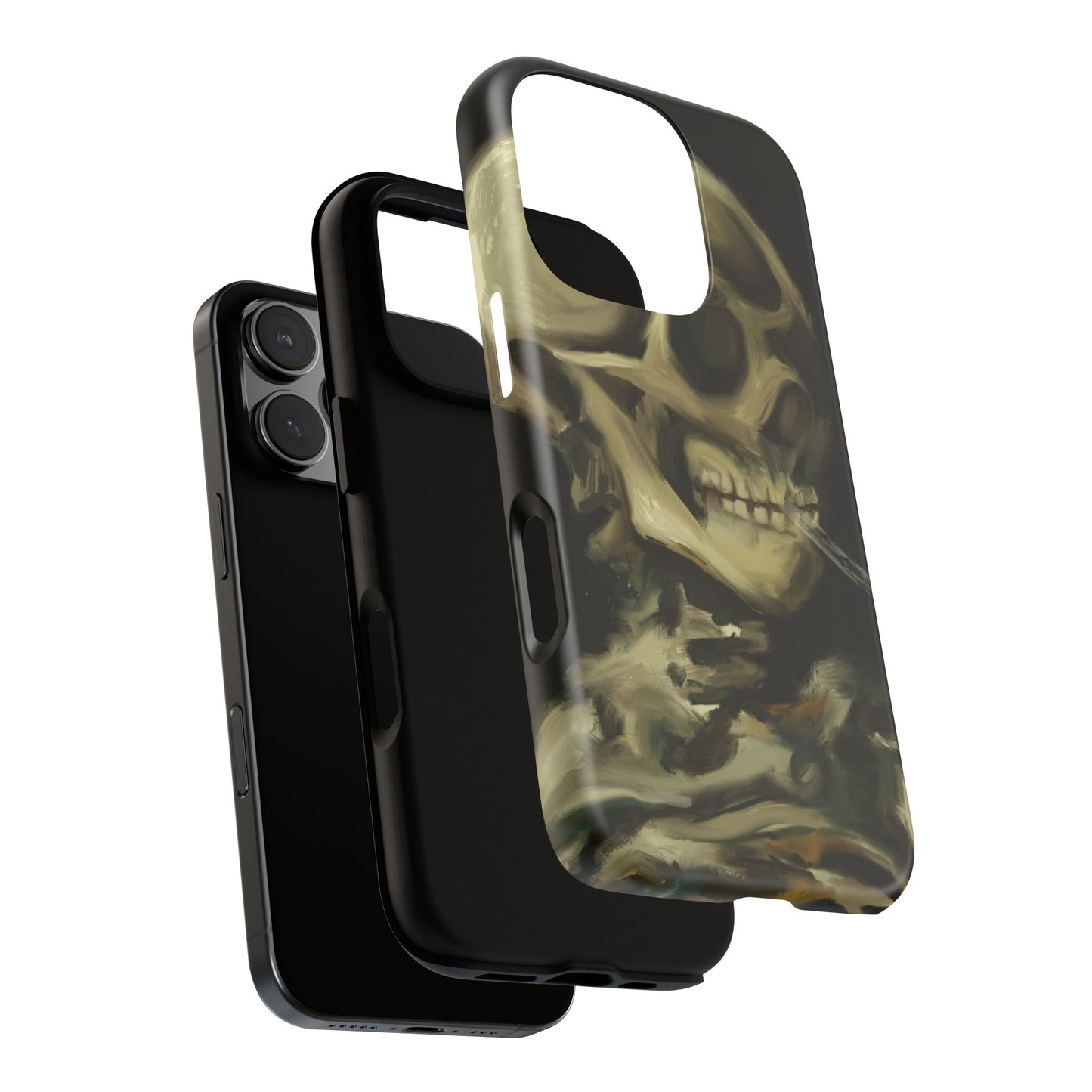 Skull Phone Case - Tough Cases, Macabre Style, Unique Accessories, Perfect for Halloween, Gothic Decor, Edgy Gift Idea | Van Gogh Reimagined, Abstract Twist on  Van Gogh's Skeleton with Burning Cigarette