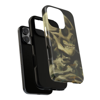 Skull Phone Case - Tough Cases, Macabre Style, Unique Accessories, Perfect for Halloween, Gothic Decor, Edgy Gift Idea | Van Gogh Reimagined, Abstract Twist on  Van Gogh's Skeleton with Burning Cigarette