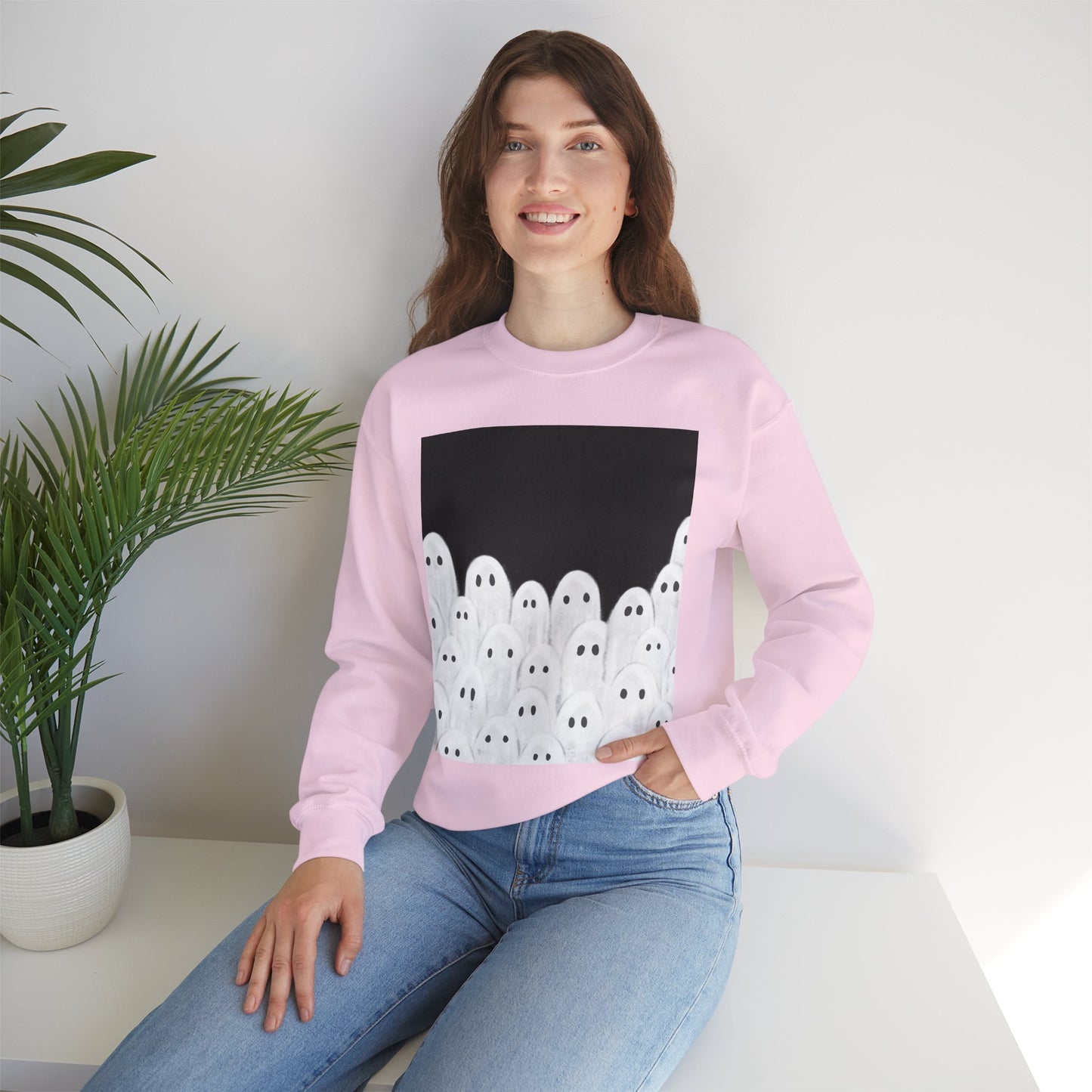 Painted Ghosts Crewneck | Cozy Sweatshirt, Perfect for Halloween, Fall, and Spooky Season