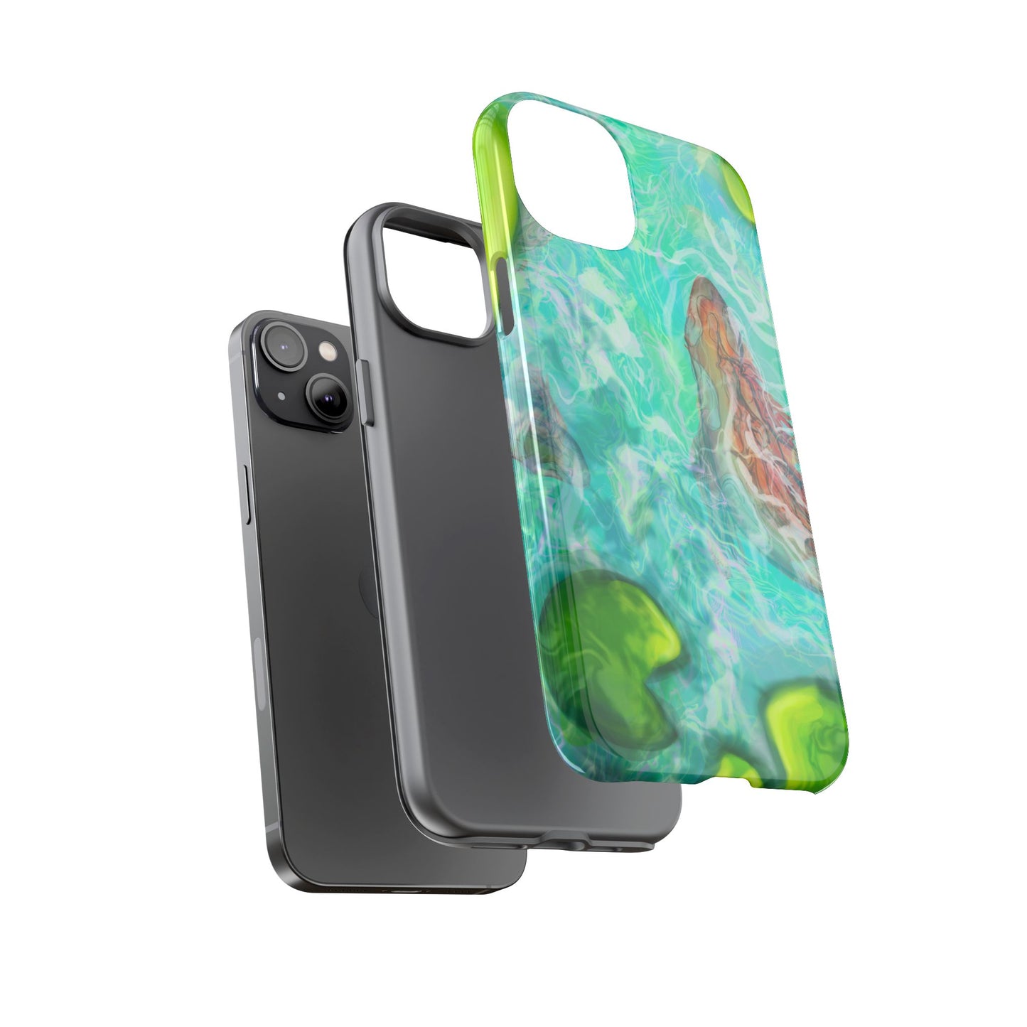 Watercolor Phone Case, Nature Lover Gift, Tough Phone Cover, Phone Accessory, Unique Design for Spring/Summer, Lily Pad, Fish Pond