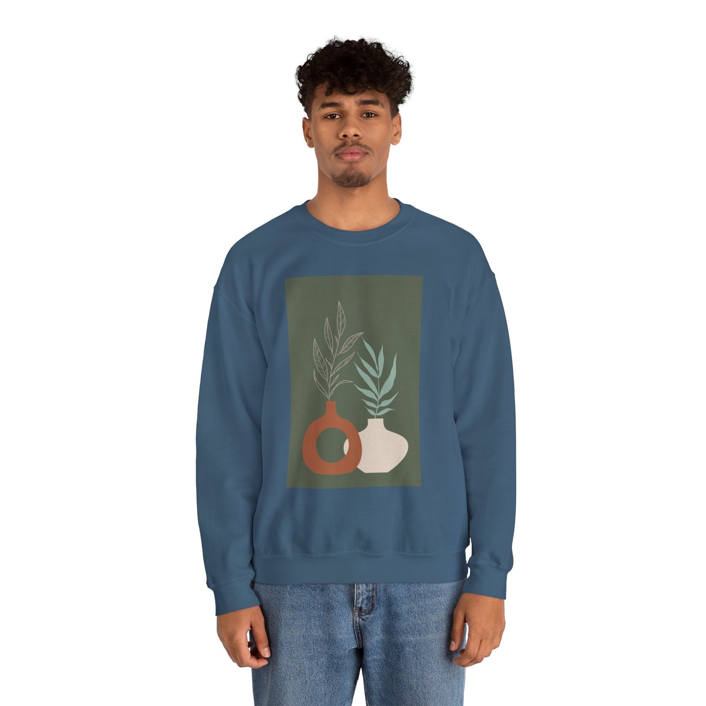 Botanical Minimalist Crewneck Sweatshirt, Cozy Unisex Pullover, Nature-Inspired Gift, Fall Fashion, Comfortable Layering Piece