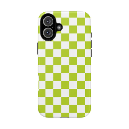 Lively Checker Pattern Phone Case | Tough Cases, Green Checkered Design, Unique Cell Phone Cover, Trendy Accessory, Gift Idea