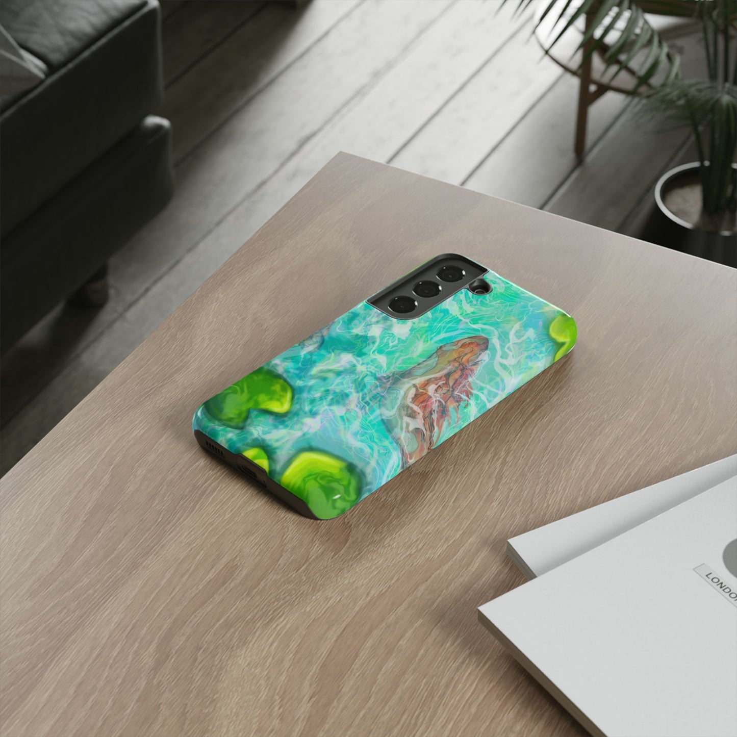 Watercolor Phone Case, Nature Lover Gift, Tough Phone Cover, Phone Accessory, Unique Design for Spring/Summer, Lily Pad, Fish Pond