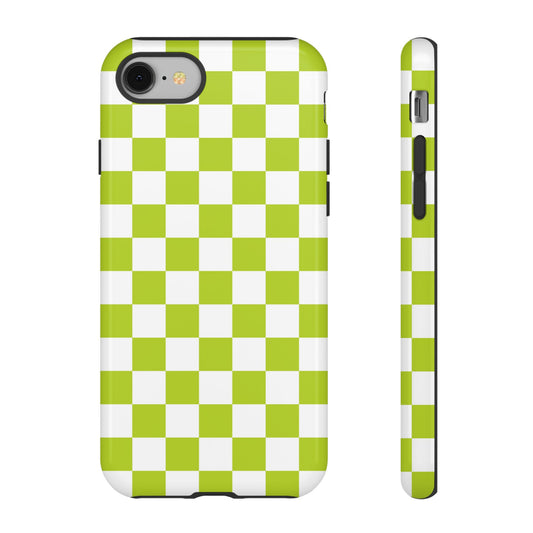 Lively Checker Pattern Phone Case | Tough Cases, Green Checkered Design, Unique Cell Phone Cover, Trendy Accessory, Gift Idea