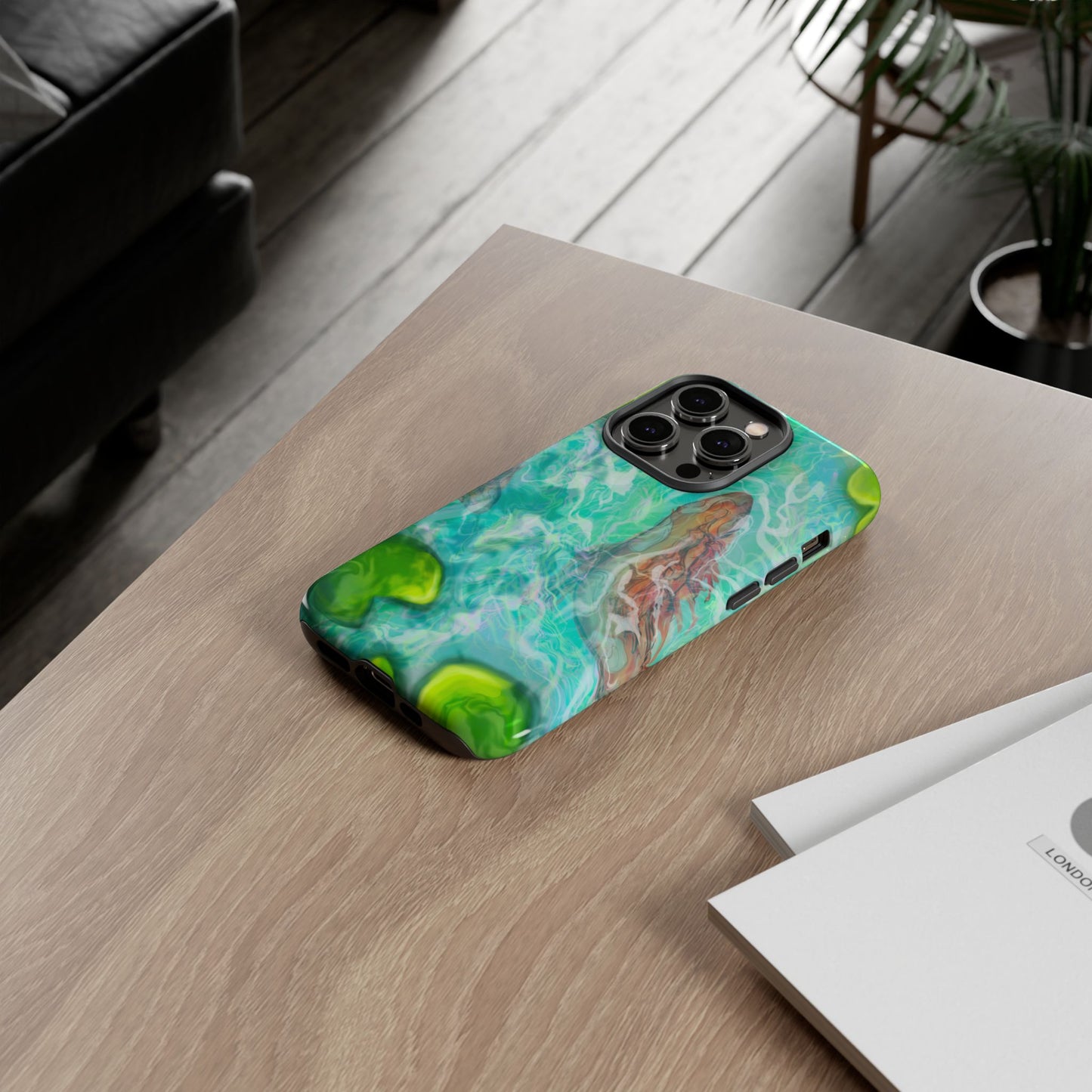 Watercolor Phone Case, Nature Lover Gift, Tough Phone Cover, Phone Accessory, Unique Design for Spring/Summer, Lily Pad, Fish Pond