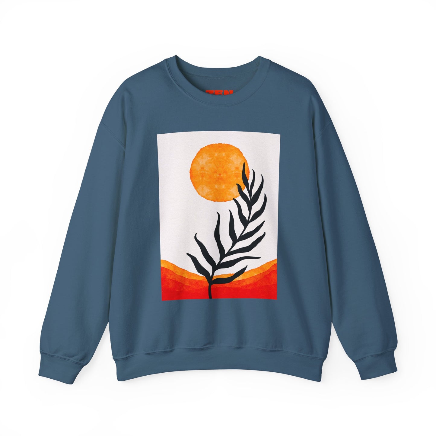 Bohemian Sun & Leaf Crewneck Sweatshirt, Cozy Unisex Sweatshirt, Nature-Inspired Apparel, Fall Fashion, Gift for Nature Lovers