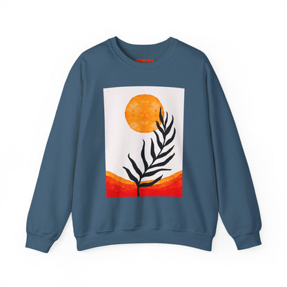 Bohemian Sun & Leaf Crewneck Sweatshirt, Cozy Unisex Sweatshirt, Nature-Inspired Apparel, Fall Fashion, Gift for Nature Lovers