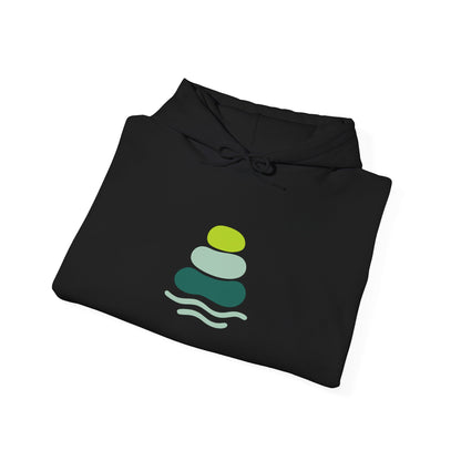 Serene Stacked Stones Hoodie, Unisex Sweatshirt for Mindfulness, Cozy Layer for Relaxation, Gift for Yoga Lovers, Perfect for Meditation
