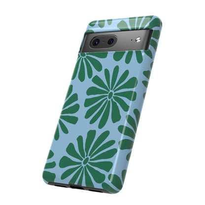Stylish iPhone Case, Floral Phone Cover, Tough Phone Cases, Green Daisy Design, Unique Gift for Her, Spring Accessories