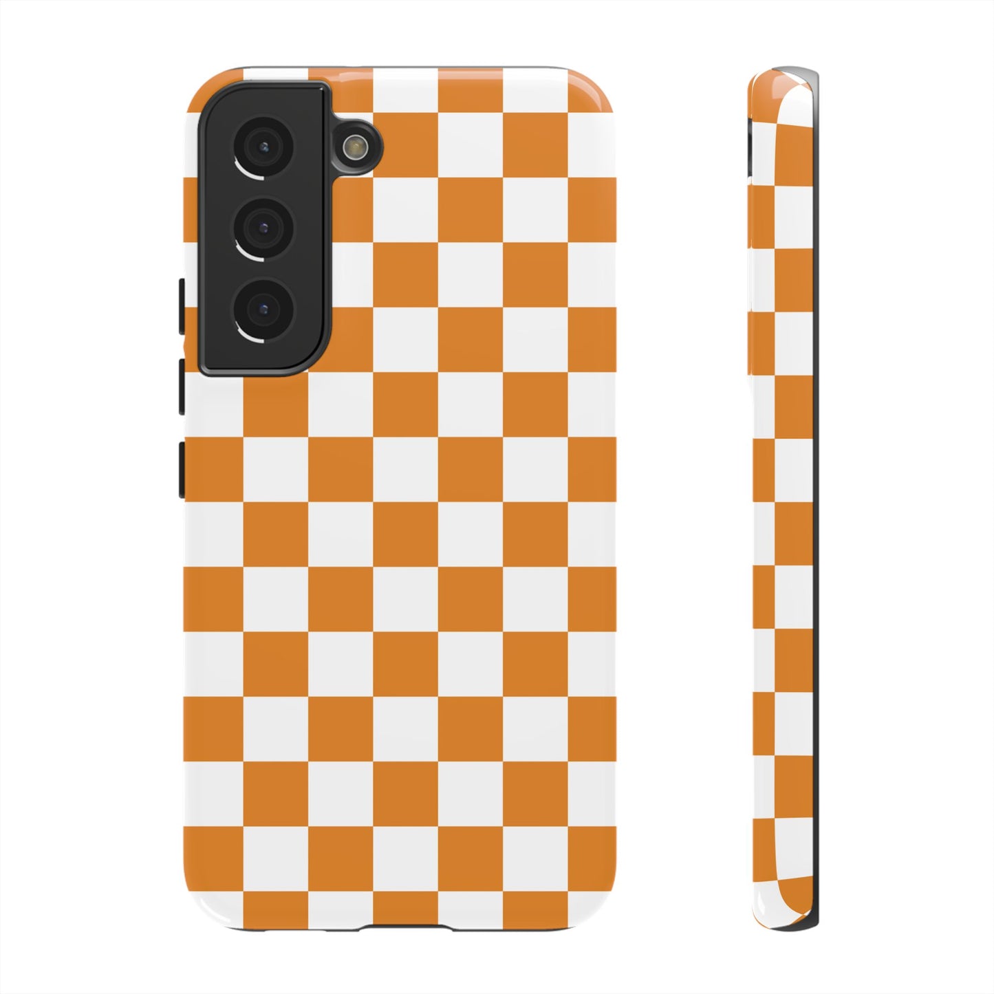 Orange Checkerboard Phone Case, Stylish Tough Cases for Protection, Gift for Friends, Trendy Cell Phone Accessories, Statement Tech Gear