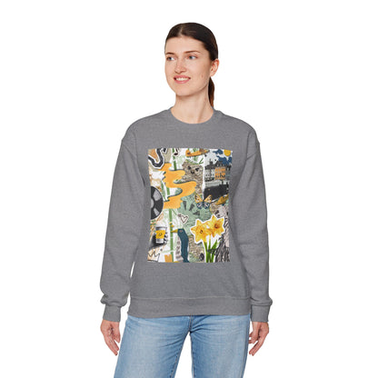 Vibrant Art Sweatshirt for Creatives, Cozy Fall Layering, Gift for Artists, Unique Graphic Pullovers, Casual Everyday Wear, Abstract, Vintage, Collage, Crewneck, Cool Hoodies