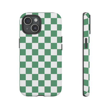 Stylish Phone Case - Green Checker Print, Trendy Phone Cover, Unique Gift, Modern Accessories, Eco-Friendly Case