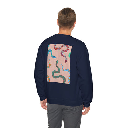 Funky Snake Unisex Crewneck Sweatshirt, Cozy Apparel, Unique Gift, Snake Art, Relaxed Style, Perfect for Casual Outings