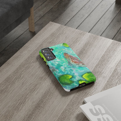 Watercolor Phone Case, Nature Lover Gift, Tough Phone Cover, Phone Accessory, Unique Design for Spring/Summer, Lily Pad, Fish Pond
