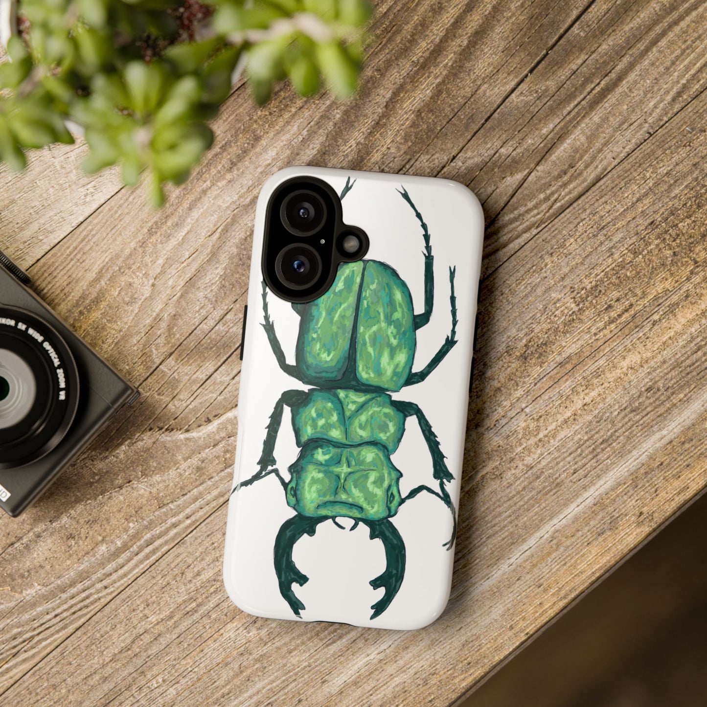 Green Beetle Phone Case - Tough Cases, Insect Lover Gift, Nature Lover Accessory, Unique Phone Cover, Eco-Friendly Design