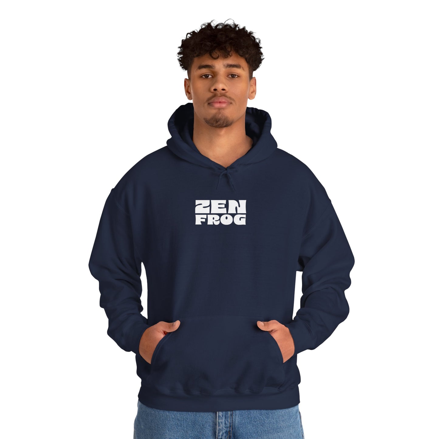Zen Frog Octopus Unisex Heavy Blend Hooded Sweatshirt, Cozy Graphic Hoodie, Gift for Ocean Lovers, Unique Casual Wear, Relaxed Style