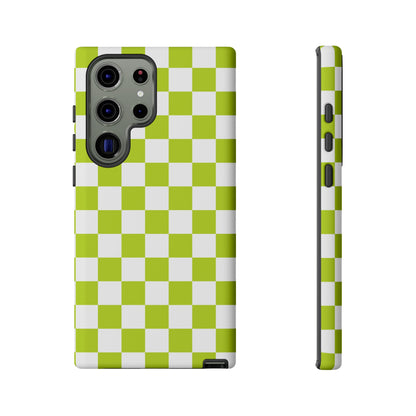 Lively Checker Pattern Phone Case | Tough Cases, Green Checkered Design, Unique Cell Phone Cover, Trendy Accessory, Gift Idea