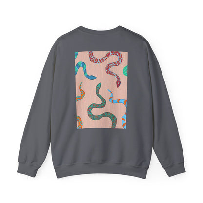 Funky Snake Unisex Crewneck Sweatshirt, Cozy Apparel, Unique Gift, Snake Art, Relaxed Style, Perfect for Casual Outings