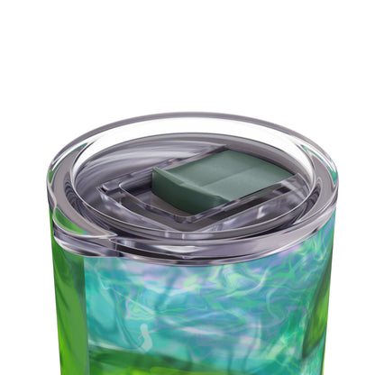 Skinny Tumbler with Abstract Water Design, Eco-Friendly Drinkware, Cool Gift for Her, Summer Vibes, Home & Office Decor, Lily Pads, Fish Pond