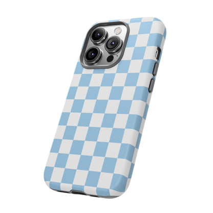 Blue Checkered Phone Case, Tough Phone Cover, Stylish Mobile Protector, Unique Gift for Him/Her, Trendy Accessories for Holidays