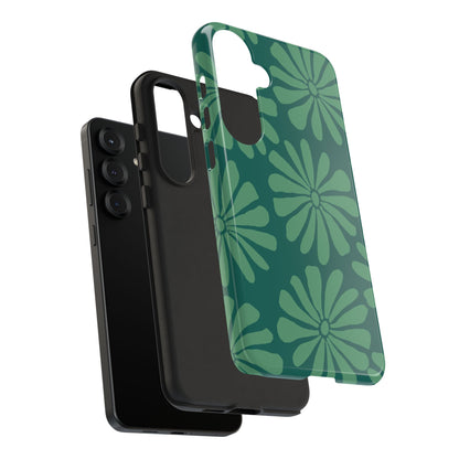 Stylish iPhone Case, Floral Phone Cover, Tough Phone Cases, Green Daisy Design, Unique Gift for Her, Spring Accessories
