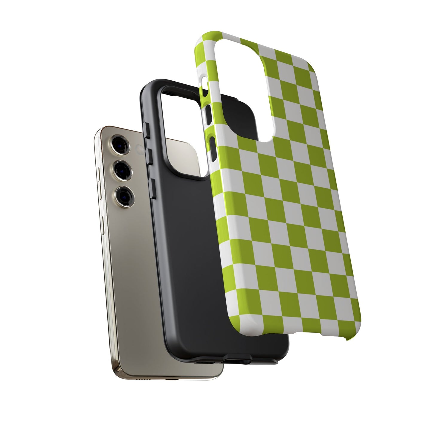 Lively Checker Pattern Phone Case | Tough Cases, Green Checkered Design, Unique Cell Phone Cover, Trendy Accessory, Gift Idea