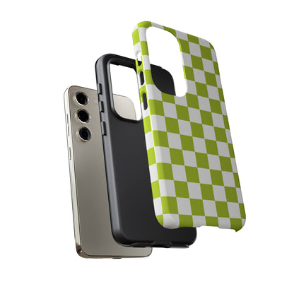 Lively Checker Pattern Phone Case | Tough Cases, Green Checkered Design, Unique Cell Phone Cover, Trendy Accessory, Gift Idea