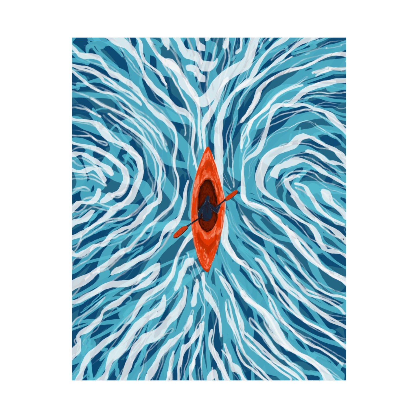 Vibrant Kayaking Poster Print, Adventure Wall Art, Calm Waters Decor, Gift for Outdoor Lovers, Home Office Accent